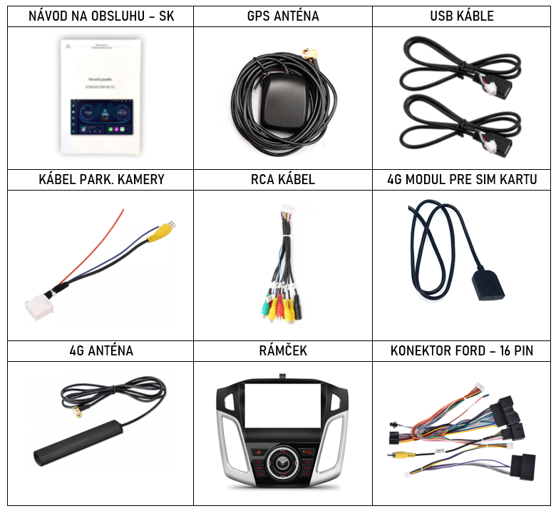 SK Prislusenstvo pre autorádio Xtrons IQP pre Ford Focus 3 cerny s carplay a androidauto - evtech.sk